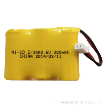 SC NiCD Battery Packs with 3.6V Nominal Voltage and 300mAh Capacity